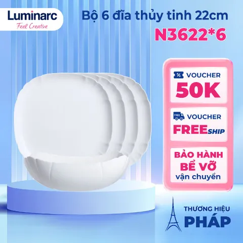 Bộ 6 Đĩa Thủy Tinh Sâu Luminarc Lotusia 22cm N3622 - Chất Liệu An Toàn, Thiết Kế Hiện Đại, Hàng Chính Hãng Từ Pháp