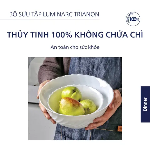 Tô Phở Thủy Tinh Luminarc Trianon 18cm An Toàn, Chịu Nhiệt, Dùng Trong Lò Vi Sóng - Đồ Gia Dụng Nhà Bếp Cao Cấp
