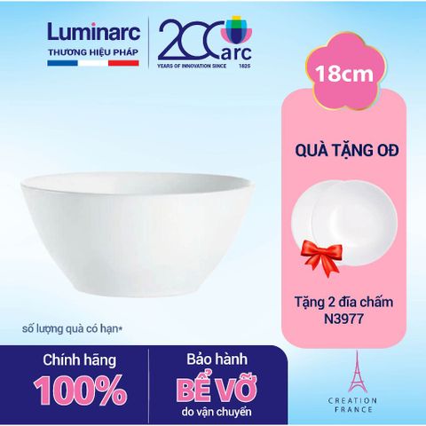 Bát Tô Thủy Tinh Cường Lực Luminarc Cannes 18cm - An Toàn Sử Dụng Lò Vi Sóng & Máy Rửa Bát, Chống Vỡ - V9732