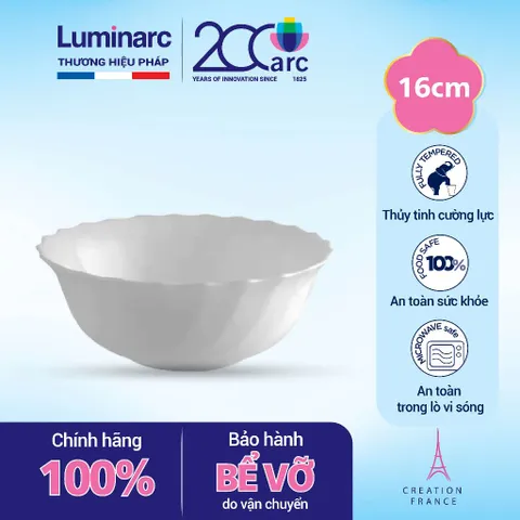 Bộ 6 bát tô thủy tinh Luminarc Trianon 16cm - Bát cường lực an toàn cho lò vi sóng và máy rửa chén, hàng chính hãng Pháp