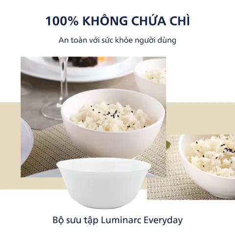 Bộ 6 Bát Ăn Cơm Thủy Tinh Luminarc Everyday 12cm H4122 - An Toàn, Thiết Kế Hiện Đại, Hàng Chính Hãng Pháp