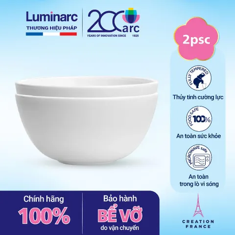 Bộ 2 Bát Tô Canh Thủy Tinh Luminarc Diwali White 21cm - An toàn, Thời Trang và Chất Lượng Chính Hãng Pháp