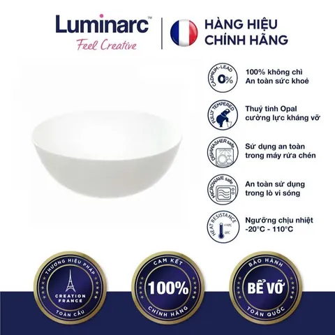 Bộ 6 Tô Thủy Tinh Luminarc Diwali 18cm - Thiết Kế Sang Trọng, An Toàn Với Lò Vi Sóng, Chất Liệu Cao Cấp