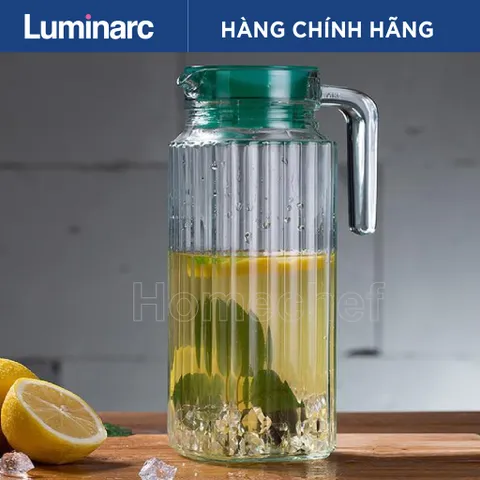 Bộ 2 Bình Thủy Tinh Luminarc Quadro Ice Green 1.1L - Thiết Kế Hiện Đại, An Toàn, Chống Xước, Dùng trong Máy Rửa Bát