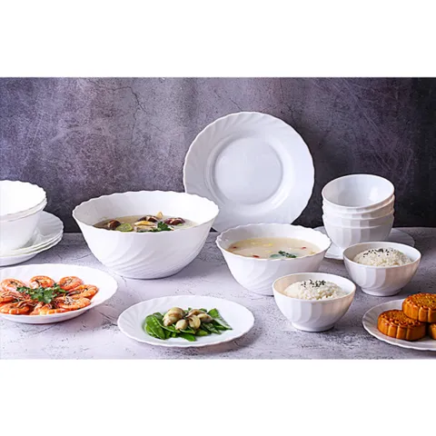 Bộ bát đĩa thủy tinh Luminarc Trianon 12 chi tiết - Tô, chén, đĩa chất lượng cao, an toàn cho sức khỏe, hàng chính hãng Pháp