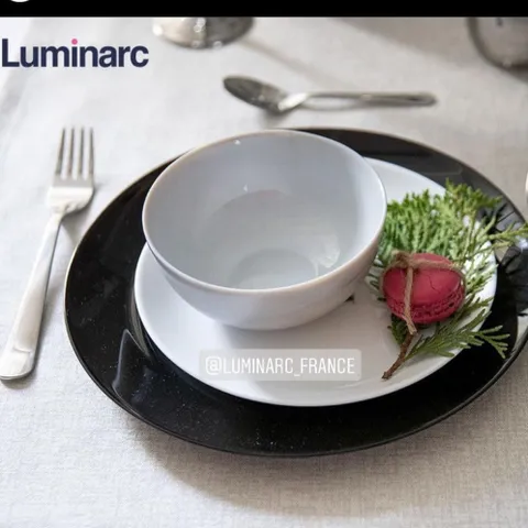 Bộ bát đĩa (tô, chén, dĩa) thủy tinh Luminarc Diwali màu ghi xám 12 chi tiết DW 12C