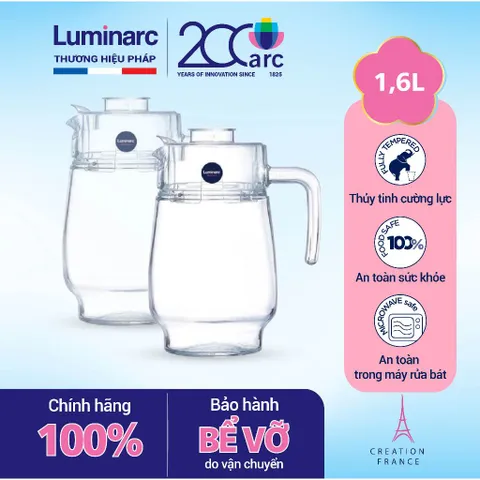 Bộ 2 Bình Thủy Tinh Luminarc Tivoli 1.6L - Bình Đựng Nước Cao Cấp, An Toàn Sức Khỏe, Thiết Kế Hiện Đại, Hàng Chính Hãng