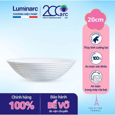 Bộ 6 Bát Tô Thủy Tinh Luminarc Harena 20cm N5416 - An Toàn Lò Vi Sóng, Hàng Chính Hãng, Phong Cách Hiện Đại