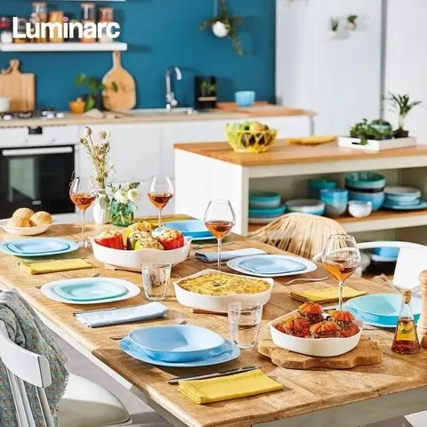 Bộ bát đĩa (tô,chén,dĩa) thủy tinh Luminarc Carine xanh dương 12 chi tiết DW 12E | Hàng chính hãng