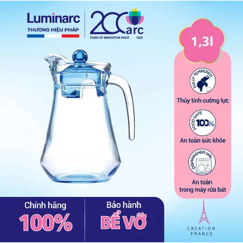 Bình Thủy Tinh Luminarc Nắp Xanh X2185 1.3L - Thiết Kế Sang Trọng, An Toàn, Dùng Trong Lò Vi Sóng và Máy Rửa Bát