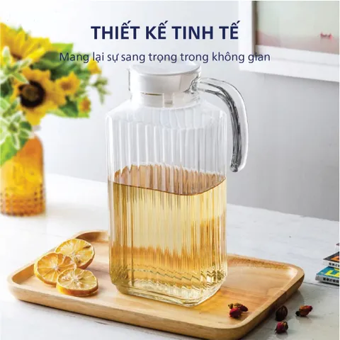 Bộ 2 Bình Đựng Nước Thủy Tinh Luminarc Quadro 1.7L G2668 - Hàng Chính Hãng, An Toàn và Tiện Lợi cho Bếp Nhà Bạn