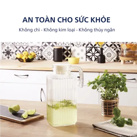 Bộ 2 Bình Đựng Nước Thủy Tinh Luminarc Quadro 1.7L G2668 - Hàng Chính Hãng, An Toàn và Tiện Lợi cho Bếp Nhà Bạn