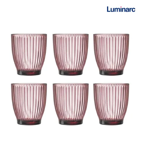 Bộ 6 Cốc Thủy Tinh Luminarc Ricky Line V8688 340ml - Sang Trọng, An Toàn, Màu Hồng - Hàng Chính Hãng từ Pháp