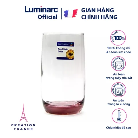 Bộ 6 Cốc Thủy Tinh Luminarc Vigne 290ml - An Toàn, Chống Xước, Kích Thước Tiện Lợi - Hàng Chính Hãng, Màu Hồng Tím