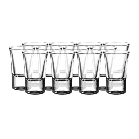 Bộ cốc ly thủy tinh uống rượu nặng Hotshot 12 chiếc 34ml - Sang trọng, an toàn cho sức khỏe, phù hợp gia đình, nhà hàng, quà tặng tân gia