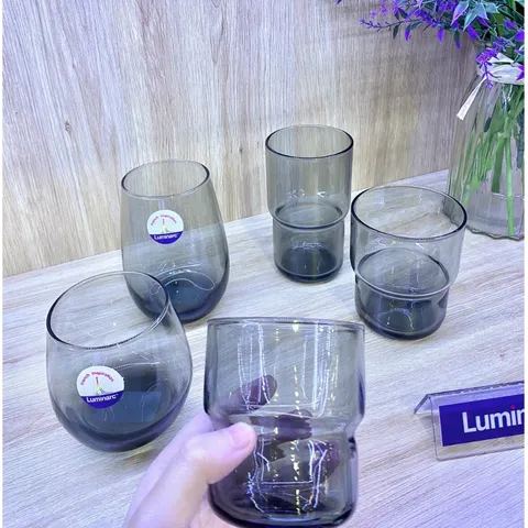 Bộ 6 cốc thủy tinh Arcoroc Log T Grey 320ml - Cốc cao màu xám an toàn cho sức khỏe, chính hãng, tiện dụng cho nhà bếp