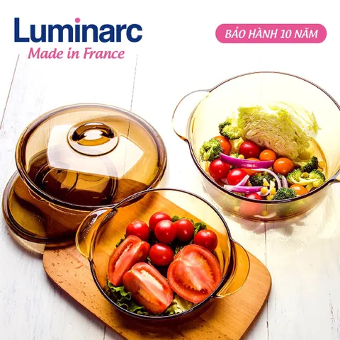 Bộ 2 nồi thủy tinh Luminarc 1L+ 2L LAVI6P0 dùng bếp ga, hồng ngoại, bảo hành 10 năm | Hàng chính hãng