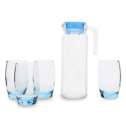Bộ Bình Cốc Thủy Tinh Luminarc Xanh 5 Chi Tiết - Thiết Kế Hiện Đại An Toàn Cho Sức Khỏe - Hàng Chính Hãng J1799
