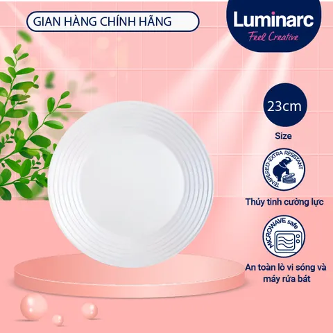 Đĩa/Bộ 6 đĩa (dĩa) thủy tinh chịu nhiệt Luminarc Harena 23cm N5413/N5413*6, dùng lò vi sóng | Hàng chính hãng