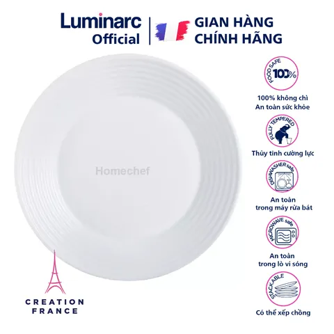 Đĩa/Bộ 6 đĩa (dĩa) thủy tinh chịu nhiệt Luminarc Harena 23cm N5413/N5413*6, dùng lò vi sóng | Hàng chính hãng