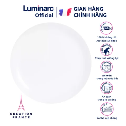 Đĩa Thủy Tinh Luminarc Diwali N3603 19cm - Đĩa Tròn Sang Trọng, Chịu Va Đập, Dễ Vệ Sinh, An Toàn Cho Sức Khỏe