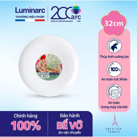 Đĩa Thủy Tinh Đựng Bánh Pizza Friend's Time 32cm C8016 - Hàng Chính Hãng Luminarc, Đẳng Cấp và An Toàn Cho Không Gian Bếp