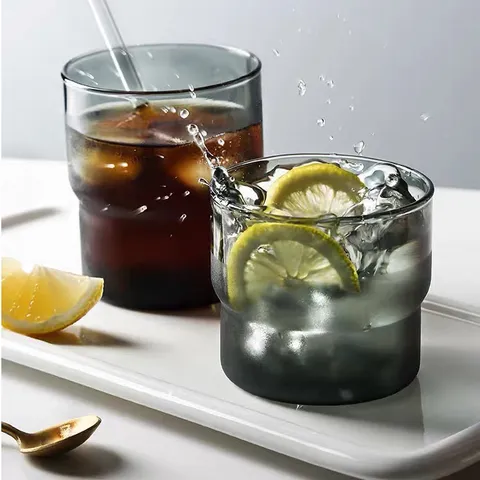 Bộ 6 cốc thủy tinh thấp Arcoroc Log T Grey 220ml - Ly ngấn 2 tầng dùng cho cà phê và trà quả, an toàn cho sức khỏe