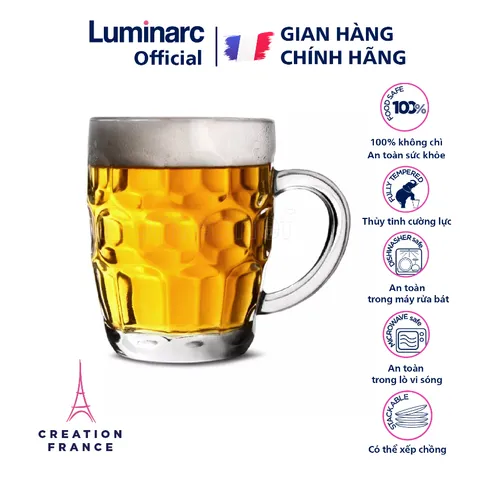 Bộ 6 Cốc Thủy Tinh Bia Luminarc 300ml 15706 - Hàng Chính Hãng Có Quai, Kiểu Dáng Hiện Đại và An Toàn cho Sức Khỏe