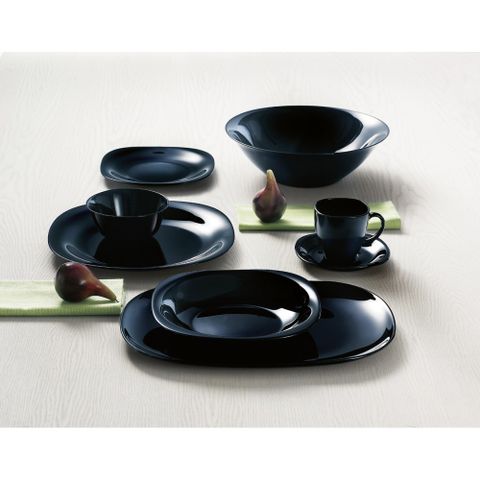 Đĩa Thủy Tinh Luminarc Carine Đen D2372/H3664 - 19cm, An Toàn Cho Máy Rửa Bát, Lò Vi Sóng - Hàng Chính Hãng Pháp