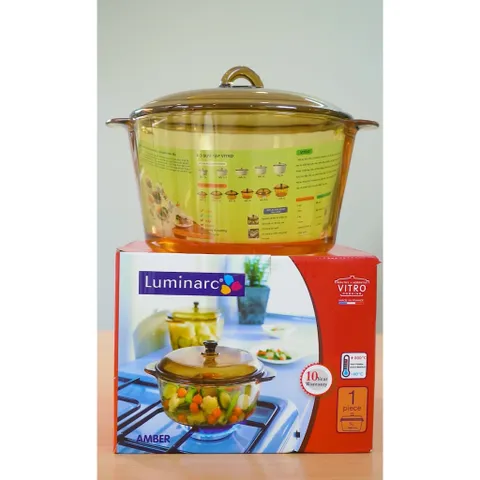 Nồi Thủy Tinh Nâu Luminarc Amberline 5L D2796 - Chịu Nhiệt - Dùng Bếp Ga & Hồng Ngoại - An Toàn Cho Sức Khỏe - Bền Bỉ 10 Năm
