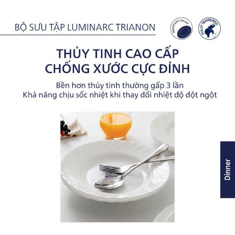 Bát Tô Thủy Tinh Luminarc Trianon 24cm, An Toàn Cho Lò Vi Sóng & Máy Rửa Bát - Chống Xước, Bền Bỉ, Xuất Xứ Pháp