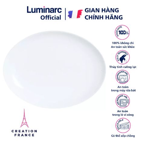 Đĩa Thủy Tinh Bầu Dục Luminarc Diwali 33cm - An Toàn Dùng Lò Vi Sóng, Máy Rửa Bát - Sang Trọng Và Đẹp Mắt