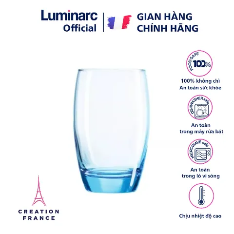 Bộ 6 cốc thủy tinh Luminarc Salto xanh dương 350ml - Hàng chính hãng, an toàn cho sức khỏe, thiết kế hiện đại, tiện dụng cho nhà bếp