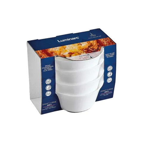 Bộ 4 Bát Nướng Thủy Tinh Luminarc Carine 11 cm - An Toàn Trong Lò Nướng và Lò Vi Sóng, Sản Xuất Tại Pháp