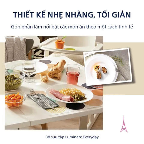 Đĩa Sâu Lòng Luminarc Everyday 22cm G0563 - Đĩa Ăn Súp Chịu Nhiệt, An Toàn Trong Lò Vi Sóng - Sản Phẩm Chính Hãng Pháp