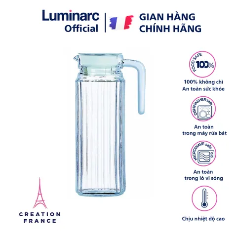 Bộ 2 Bình Thủy Tinh Đựng Nước Luminarc Quadro 1.1L G2666 - Cao Cấp, An Toàn, Thiết Kế Hiện Đại, Hàng Chính Hãng