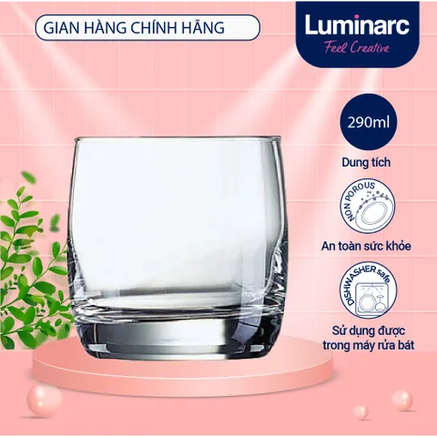 Bộ 6 cốc (ly) thủy tinh thấp Luminarc Vigne 200ml G2572 | Hàng chính hãng, cốc trà cà phê đẹp
