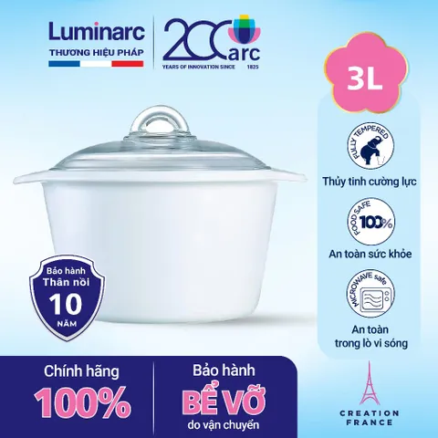 Nồi Thủy Tinh Luminarc 3L C6319 Bảo Hành 10 Năm - Sản Xuất Tại Pháp, Chịu Nhiệt Tốt, An Toàn Sức Khỏe, Hàng Chính Hãng