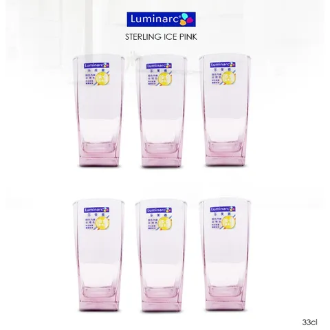 Bộ 6 cốc thủy tinh Luminarc Sterling màu hồng 330ml J5387 - Đồ gia dụng hiện đại, an toàn cho sức khỏe, hàng chính hãng