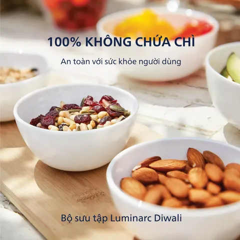 Bát ăn cơm thủy tinh Luminarc Diwali 12cm màu xanh dương P9203 - Bền, an toàn cho lò vi sóng và máy rửa bát, hàng chính hãng Pháp