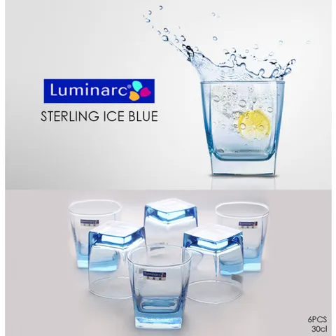Bộ 6 cốc thủy tinh Luminarc Sterling màu xanh dương 300ml J1582 - Hàng chính hãng tiện ích cho không gian bếp hiện đại