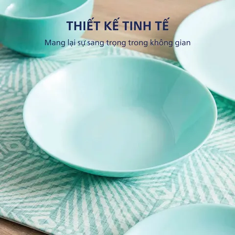Bộ đĩa Luminarc Diwali Light Turquose 4 chiếc cao cấp - Thủy tinh an toàn, dùng vi sóng và máy rửa bát, thiết kế sang trọng cho bữa tiệc gia đình