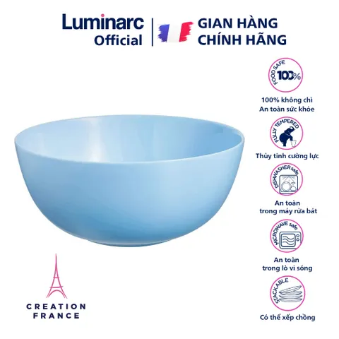 Bát tô canh thủy tinh Luminarc Diwali Light Blue 21cm - Hàng chính hãng Pháp, an toàn cho sức khỏe, chịu va đập tốt, thiết kế hiện đại