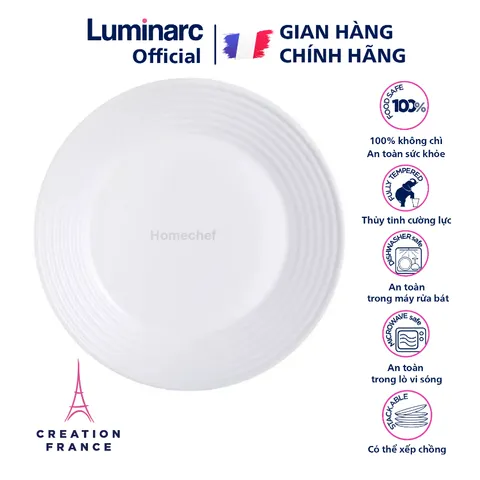 Đĩa Thủy Tinh Luminarc Harena 19cm L2786 - An Toàn Trong Lò Vi Sóng, Máy Rửa Bát, Hàng Chính Hãng Pháp, Thiết Kế Hiện Đại