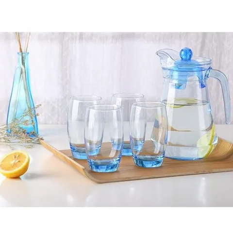 Bộ Cốc và Bình Thủy Tinh Luminarc Ice Blue 5 Chi Tiết - Hàng Chính Hãng, Thủy Tinh Trong Suốt An Toàn, Dung Tích 1.3L