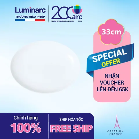 Đĩa thủy tinh bầu dục Luminarc Diwali 33cm D7481 - An toàn lò vi sóng, máy rửa bát, hàng chính hãng Pháp, chống bám bẩn, thiết kế tinh tế