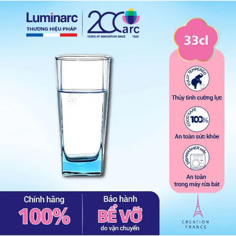 Bộ 6 cốc thủy tinh Luminarc Sterling màu xanh dương 330ml - Hàng chính hãng, an toàn cho máy rửa bát, thiết kế tinh tế, hiện đại