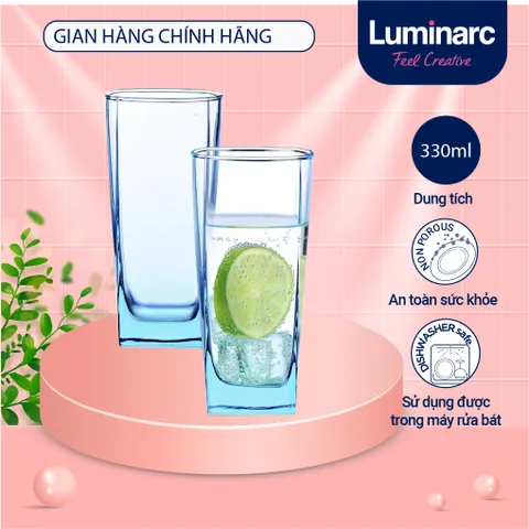 Bộ 6 cốc thủy tinh Luminarc Sterling màu xanh dương 330ml - Hàng chính hãng, an toàn cho máy rửa bát, thiết kế tinh tế, hiện đại