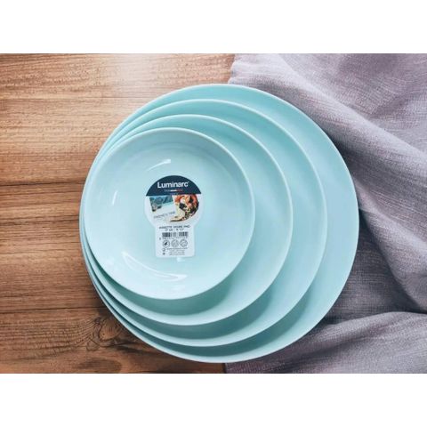 Đĩa Thủy Tinh Luminarc Friend's Time Light Turquoise 25cm - Hàng Chính Hãng Pháp, An Toàn Trong Lò Vi Sóng và Máy Rửa Bát