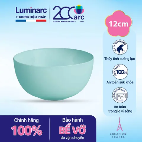 Bát ăn cơm thủy tinh Luminarc Diwali 12cm màu xanh ngọc - Chất liệu cao cấp, an toàn cho vi sóng và máy rửa bát, xuất xứ Pháp